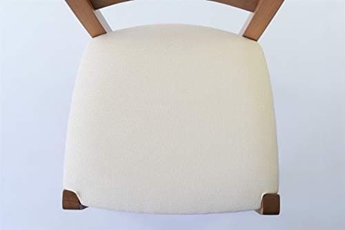 Tommychairs - Set 4 Chaises Cuore pour Cuisine, Bar et Salle à Manger, Robuste Structure en Bois de hêtre peindré en chêne et Assise rembourrée et revêtue en Tissu Couleur Ivoire
