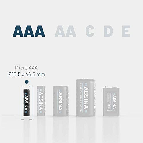 ABSINA 4X Pile Rechargeable AAA pour Téléphone 800 mAh NiMH - Piles AAA Rechargeables 1,2V pour Telephone, Piles Rechargeables, Pile AAA Rechargable, Batterie AAA Rechargeable, accu AAA Rechargeable