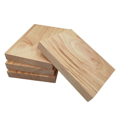 Lot de 4 blocs de bois brut pour travaux manuels, 20 x 15 x 2,5 cm, planches de bois rectangulaires vierges pour sculpture, peinture et gravure sur bois