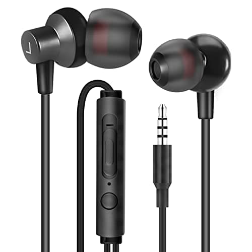 MAS CARNEY WI7 Écouteurs Intra-Auriculaires filaires, écouteurs en métal avec Prise Casque 3,5 mm, contrôle du Volume du Microphone, Noir