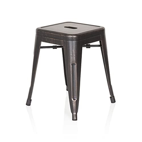 hjh OFFICE 645034 Tabouret bistrot VANTAGGIO Métal Noir/Or, Tabouret au Look Industriel et Moderne, empilable