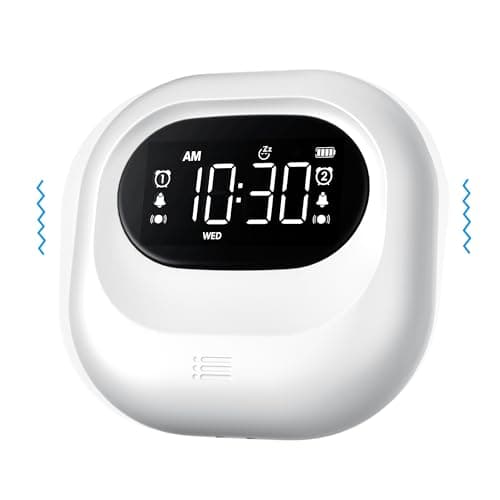 Mesqool Réveil Vibrant pour Les Gros Dormeurs, Réveil avec Batterie Rechargeable, Vibration Réglable, sans Fil, Double Alarme, Rétroéclairage, Réveil Numérique Portable de Voyage pour Malentendants