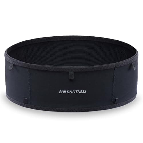 Build & Fitness LiteBelt Ceinture de Course – 4 Poches à accès Rapide sur Le Dessus – Super légère, Fine, Support de téléphone de Course – Convient à Toutes Les Tailles de téléphon S