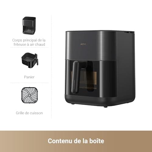 Dreame Mova AeroChef FD10 Pro Friteuse à air chaud, Effet Croustillant Rapide, Friteuse sans Huile, Grande Friteuse à Air Chaud de 6L, Double Système de Chauffage, 50 °C-230 °C, 11 Modes Préréglés