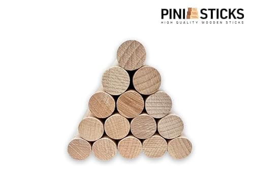 Lot de 50 bâtonnets ronds en bois de hêtre - 6 mm x 40 cm - Pour le travail du bois, la décoration, l'artisanat