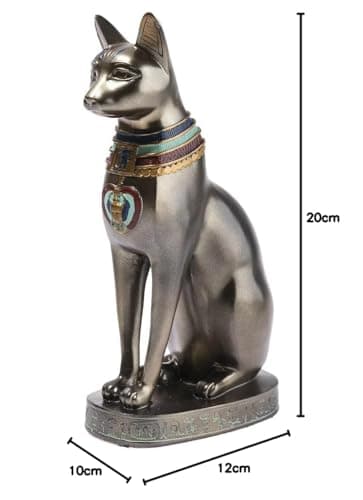 lachineuse - Statuette Chat Égyptien Bastet 19 cm - Déesse Égyptienne - Statue Décoration Égypte Antique - Figurine Objet Egyptien Chat - Buste Egyptien - Idée Cadeau Originale Déco - Dieu Sculpture