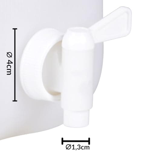 EDA - Bidon à Eau 10 L - Jerrican Extra Fort avec Bouchon Simple et Robinet - Certifié Contact Alimentaire - 29 x 14 x 35 cm - Naturel