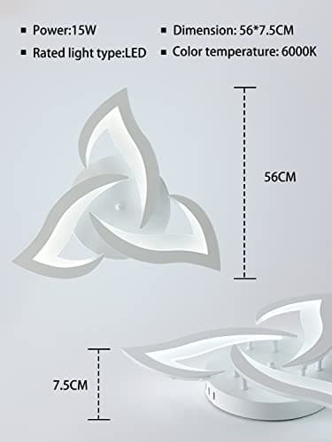 KAUCQI Plafonnier LED Plafonnier chambre moderne Φ56cm pétales de fleurs Plafonnier LED 6000K, éclairage décoratif de au plafond pour le salon, la chambre à coucher,Blanc