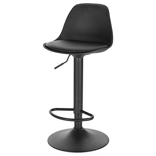 EUGAD 1 X Tabouret de Bar en Cuir synthétique Noir réglable en Hauteur et pivotant à 360 °,0651BY-1