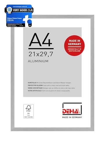 DEHA Design cadre en aluminium Tribeca, 21x29,7 cm (A4), Structure argent mat