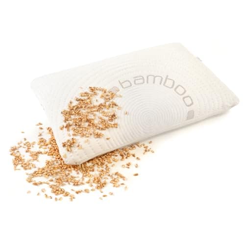 NATURECA Coussin d'épeautre - Oreiller orthopédique - Pour douleurs au cou, pour dormir sur le côté - Avec taies d'oreiller en bambou - Vannure d'épeautre - 40 x 60 cm