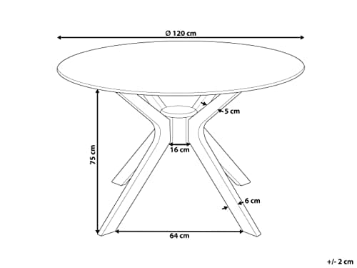Table de Repas Ronde ø120 cm Effet Bois Sombre Finition Laquée Style Rétro Tymis