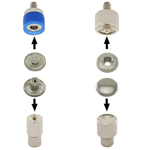 Set de presses à broche comprenant une presse à broche (broche rotative), un outil à bouton-pression et 50 boutons-pression à ressort S en acier (doré, 12,5 mm)
