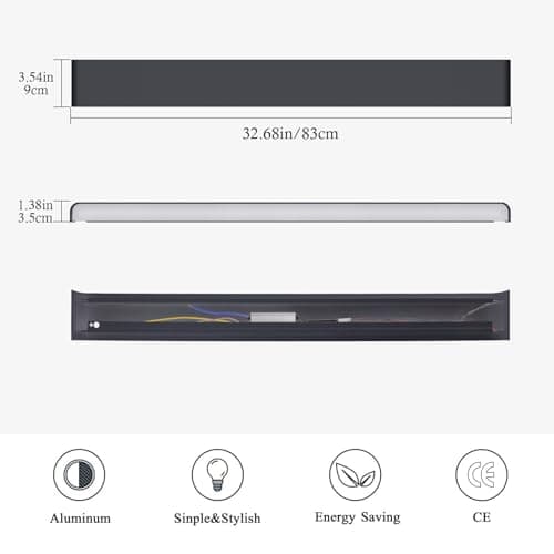Klighten Applique Murale Interieur LED 83CM Lampe Murale Blanc Chaud 3000K 30W Luminaire Mural Moderne pour Chambre Salon Escalier Couloir, Anthracite