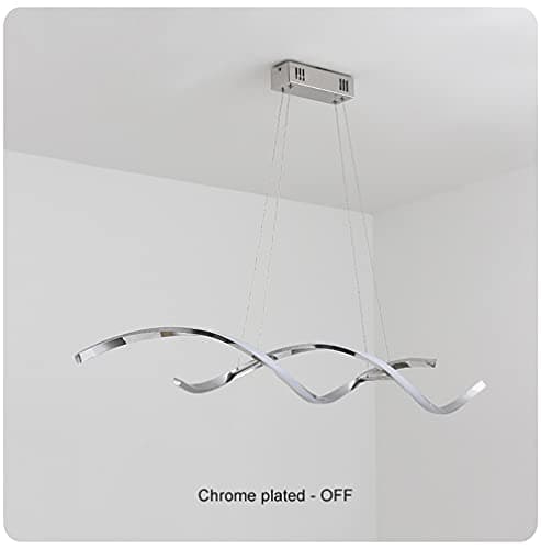 Hsyyz Lampe suspendue/avec télécommande Lampe à suspension LED Table à manger moderne Plafonnier à intensité variable Lustre réglable en hauteur Lustre design en spirale Éclairage suspendu (chrome)