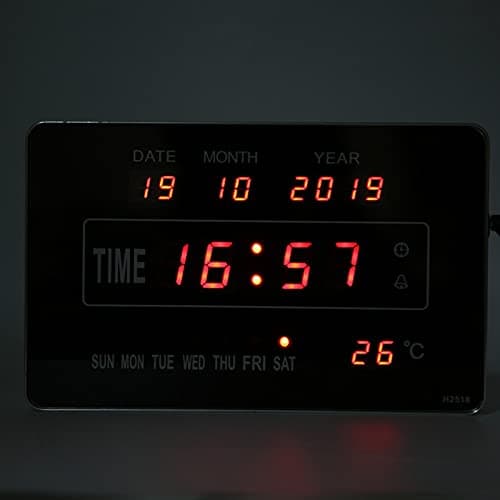 Duokon Horloge de Calendrier, Affichage de la température de l'heure de l'horloge de Calendrier électronique numérique Multifonctionnel Prise UE 110-220 V