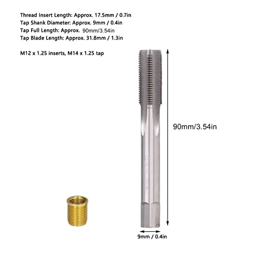 Outil de Réparation de Filetage de Bougie D'allumage, Boulon M12x1,25 et Robinet M14x1,25 Kit de Réparation de Trou Fileté de Bougie D'allumage de Moteur à Essence pour Moteurs à Essence, Générateurs