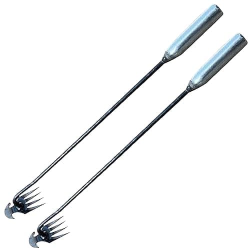 JINGAN Désherbeur en acier inoxydable | Débroussailleuse manuelle en acier inoxydable avec 4 dents | Accessoires d'entretien du jardin antirouille, râteau et houe pour jardin