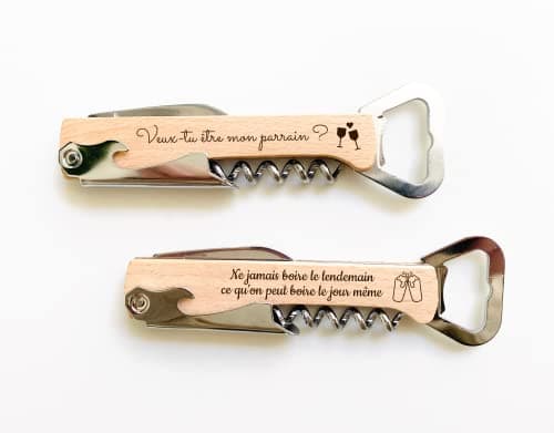 Cadeau Saint-Valentin pour Couple: Limonadier Personnalisé avec Ouvre-Bouteille, Couteau, Tire-Bouchon - Idée Originale pour Amoureux, Anniversaire, EVG, Fête des Pères.