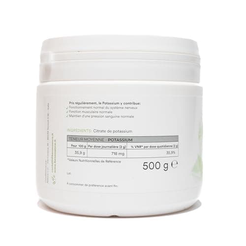 Benessence - Citrate Potassium en poudre soluble - Intégrateur Alimentaire - 250 jours d'intégration - 500 gr
