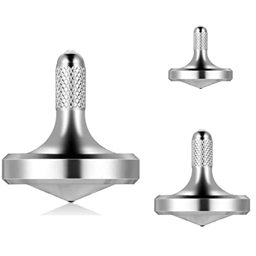 LOQATIDIS Toupie en métal en Acier Inoxydable, Jouet de décompression EDC Bien conçu, Parfaitement équilibré et Roulant en Douceur, Aide à réduire Le Stress, l'anxiété (3PCS L+M+S/Argenté)