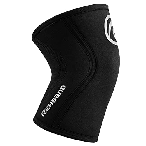 Rehband Genouillère en néoprène de 5 mm pour soutenir les genoux - Stabilise les articulations et les muscles - Idéal pour le sport la musculation, Couleur:Argent/Noir, Taille:S