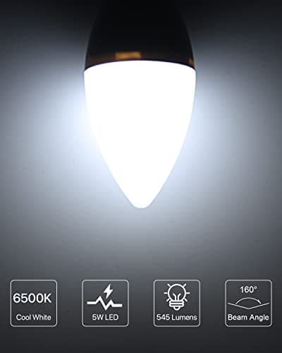LUTW Ampoule LED E14 Blanc Froid 6500K, Ampoule Bougie LED C37, 5W Équivalent 40W, 545LM, Ampoule Petit Culot à Vis E14, Économie d'Énergie à Angle de Faisceau 160°, Non Dimmable,Lot de 6