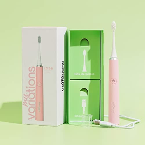 My Variations - Brosse à Dents Électrique Sonique - Rechargeable - 1 Mois de Batterie - 5 Modes de Brossage - Minuteur de 2 Min Intégré - 1 Manche et 1 Brossette (Rose)