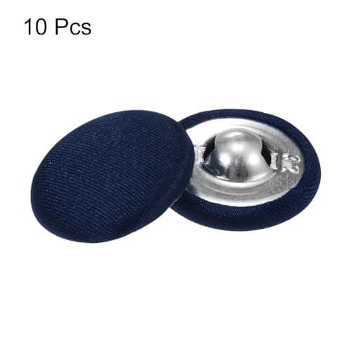 QUARKZMAN 10Pcs Boutons de Couture en Tissu Recouvert de 32L, de 20mm de Diamètre, avec Une Tige en Plastique pour Costumes, Robes, Blouses, Couleur Bleu Marine