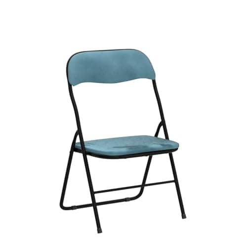 Toilinux.com Lot de 6 Chaises Pliantes Effet Velours - Bleu
