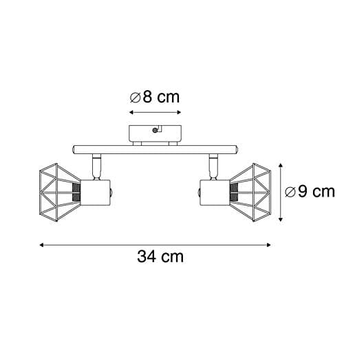 QAZQA mosh - Spot plafond, plafonnier - 2 lumière - L 34 mm - Laiton - Moderne - éclairage intérieur - Salon I Chambre I Cuisine I Salle à manger