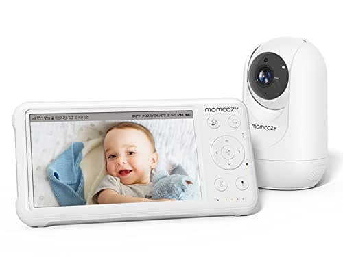 Momcozy Babyphone avec caméra Écran 5 Pouces HD 1080P Moniteur bébé sans WLAN Batterie 5000 mAh Audio bidirectionnel Mode Vox IR Vision Nocturne Objectif Grand Angle Portée 960 Pieds sécurité bébé
