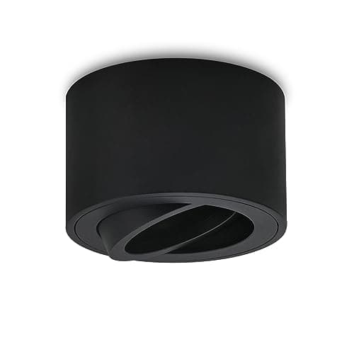 Gleonlux LED Spot en saillie, Spots de Plafond Orientable 30°, Ultra-plats Plafonnier Ø80x50mm, Luminaire plafonnier aluminium Noir mat, Apparent Downlight Lampe Pour modules LED,ampoule non incluse