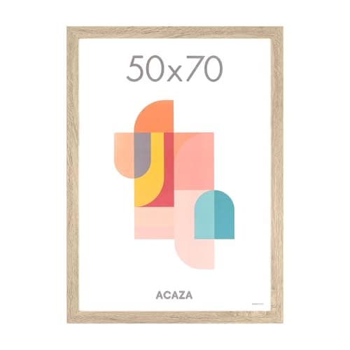 ACAZA Cadre Photo 50x70 cm pour Photos, Affiches et Posters, Bois MDF, Format B2, Chêne Clair