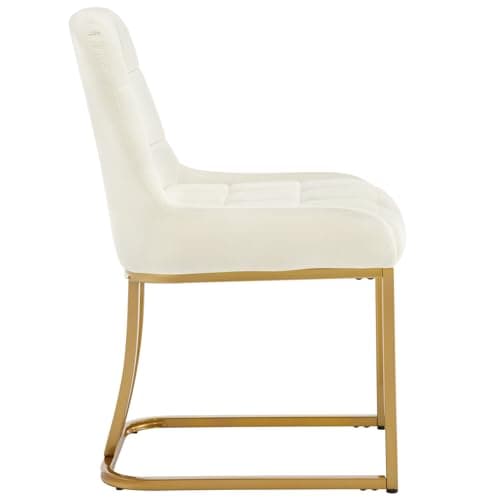 WOLTU Chaise Salle à Manger, Lot de 4, Chaise Cuisine en Velours, Chaise Salon, Chaise Coiffeuse Rembourrée, avec Dossier, Structure Métallique en Forme d'arc EZS32cm-4 Crème