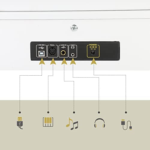 LEADZM Piano Numérique 88 Touches, Clavier Entièrement Lesté, Piano Électrique avec MIDI-USB, Bluetooth et Haut-Parleurs Stéréo, 128 Sonorités et Rythmes, Système à 3 Pédales, Blanc
