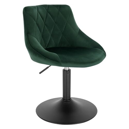WOLTU Lot de 1 Tabouret de comptoir réglable en Hauteur et pivotante,Tabouret de bistrot en Velours Structure métallique, Hauteur Réglable de 38-49.5cm, Vert Foncé, BH242dgn-1