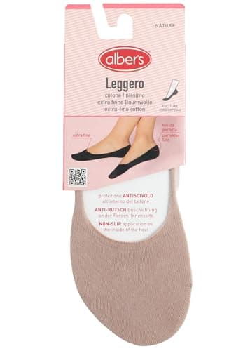 alber's - 5 Paires - Protège Pieds Femme, Chaussettes Basses Invisibles, Socquettes Courtes en Coton avec Silicone Antidérapant | Beige | 36-38