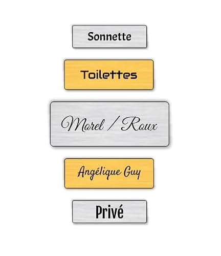 Plaque boite aux lettres, étiquettes de porte personnalisables, enseigne autocollante nom personnaliser - avec 1 ligne - argent/or - Différentes tailles au choix - plaquette de sonnette -