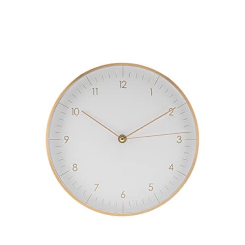 LUUK LIFESTYLE Horloge Murale silencieuse avec mécanisme à Quartz, Design scandinave, décoration pour Bureau, Cuisine, Couloir, Salle à Manger, en Blanc et Or