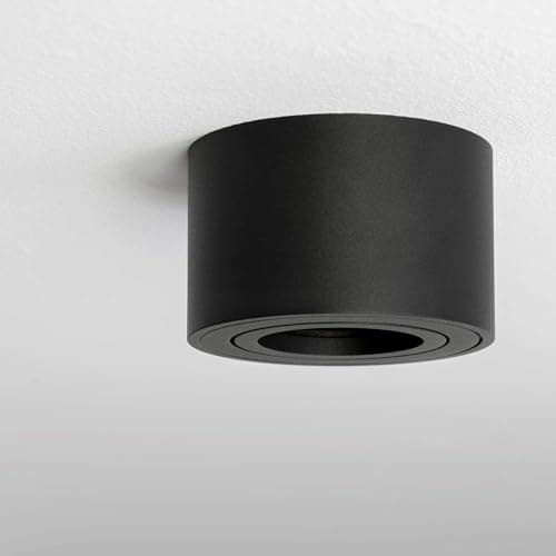 GeyouLux Plafonnier Spot Φ80×50mm Ultra-plat,Rotatif à 45° Spot en saillie Orientable,Aluminium Rond Noir Mat Apparent Downlight Lampe de Plafond Pour Modules LED,Ampoule non Incluse,lot de 6