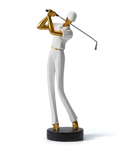 Amoy-Art Golfeur Figurine Statue Golf Arts Décor Moderne Cadeau Sculpture Maison Décoration Résine Blanc 24cm