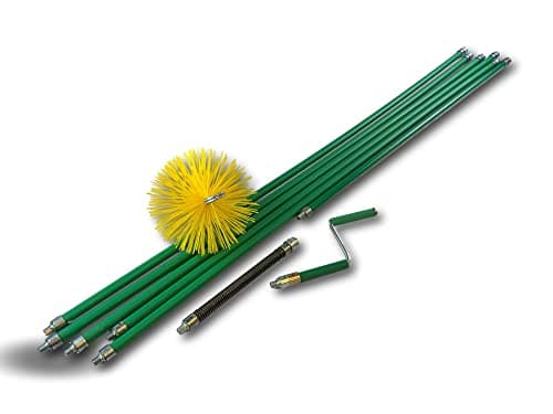 Kit ramonage rotatif court| kiblok | Hérisson nylon autobloquant Ø 150 mm | 6 cannes autobloquantes | 5*1,4 m + 1*1 m | Ressort de départ et manivelle autobloquante| Conduit gainé | Kibros KIB15NCO