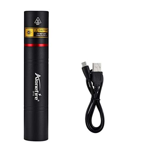 Alonefire SV16 5W Lampe Torche UV LED Puissante 365nm Rechargeable USB pour Peinture, Minéral, Fluoresceine, Détecteur D'urine, Durcissement de Resine avec Prise de Courant, Batterie 2600mAh Intégrée