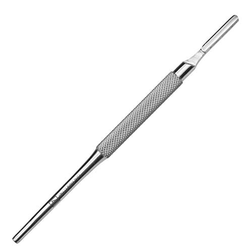 Set avec 100 x lames de scalpel N° 12 - Lame stérile en acier au carbone et 1 x May - manche de scalpel Figure N°3 avec manche rond en acier inoxydable
