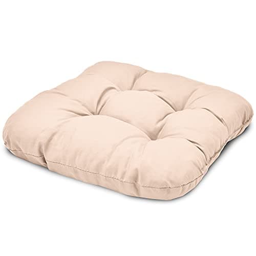 Beautissu Lisa Set de 4 Coussins 40x40 cm – Coussin de Chaise d'extérieur et d'intérieur 40x40 cm, Coussin Souple pour Les chaises de Jardin, Coussin en Mousse de 8 cm - Nature