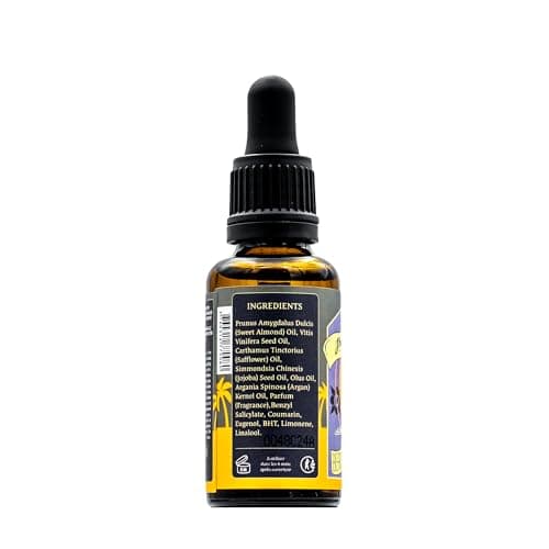 Huile Barbe Homme The HOLY BARBER - Huile a Barbe avec Huile d'ARGAN et Huile de JOJOBA - Huile de Barbe Hydratante & Favorise la Repousse- Idee cadeau homme - Non Gras - 30ml- Soin Barbe Homme