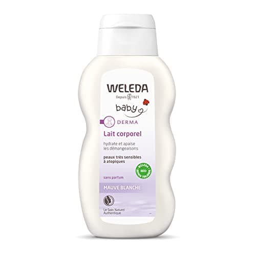 WELEDA - Lait Corporel Mauve Blanche - Adoucit et calme les irritations - Pour les bébés et les jeunes enfants à la peau très sensibles ou à tendance atopiques - NATRUE* - Bio** - 200 ml