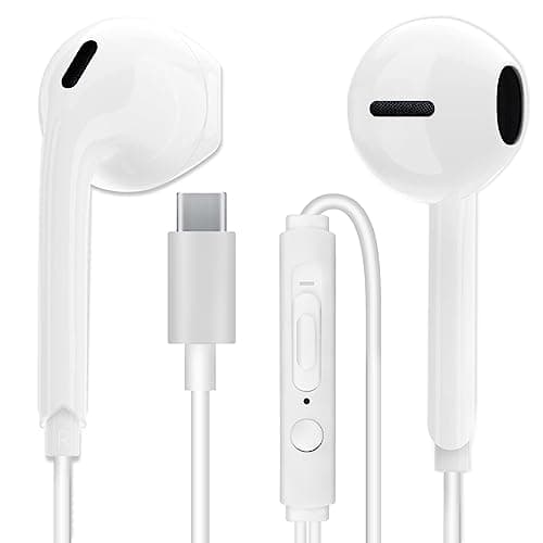 MAS CARNEY Écouteurs USB C TH6, avec Puce numérique intégrée, Microphone et télécommande, Compatible avec Les Smartphones Samsung, Huawei, Oppo, Vivo, Honor, Google Pixel et Les iPads, Blanc.