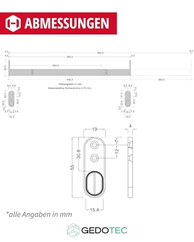 Gedotec Rail Suspension Meuble | OVAL-TELEMAGIC | Tringle Cintre Fixation 22 x 15 mm | 1 Set de Barre Télescopique Extensible 400-600 mm | Chromée Polie | Tube télescopique flexible pour armoire